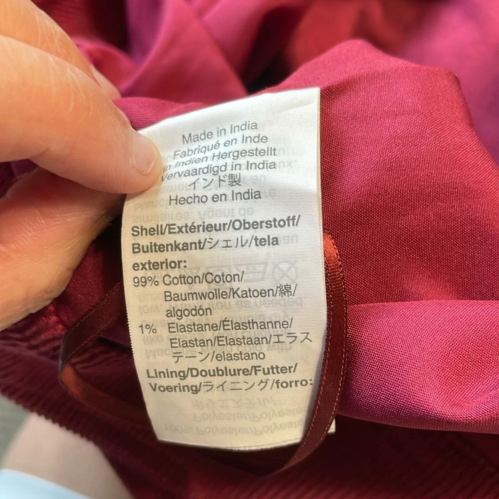 NWT Mercantile J.Crew Maroon Corduroy Mini Skirt with Gold Zipper Size 8 - Picture 6 of 6